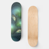 Skateboard Spirales Turquoise Beige Vert Abstrait Fractal Art (Recto)