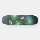 Skateboard Spirales Turquoise Beige Vert Abstrait Fractal Art (Horz)
