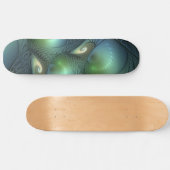 Skateboard Spirales Turquoise Beige Vert Abstrait Fractal Art (Horz)