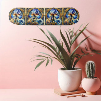 Skateboard Spiritual Iris Art Nouveau Floral Motif Symmetric