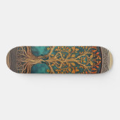 Skateboard Spiritual Tree of Life Whimsical Ocean Blue Funky  (Horz)