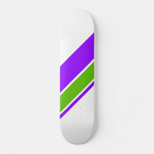 Skateboard Sportif Violet Lime Vert Course Stripes Sur Blanc