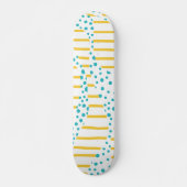 Skateboard Spots et bandes 2 en Turquoise, Jaune et Blanc (Devant)