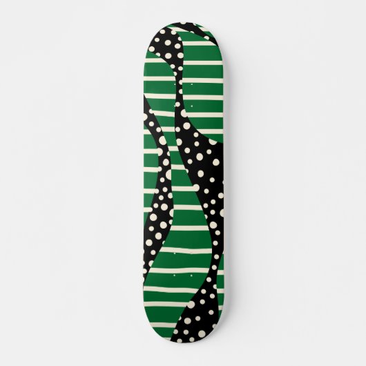 Skateboard Spots et bandes 2 - Vert, Crème et Noir (Devant)