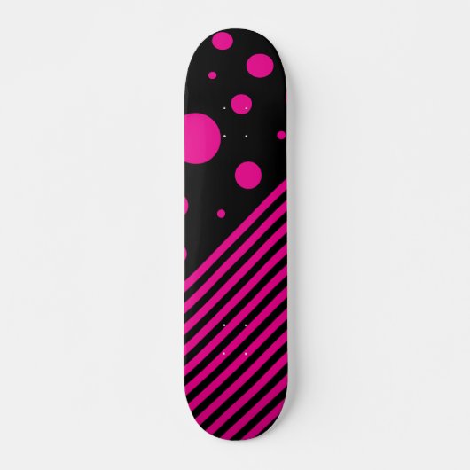 Skateboard Spots et rayures en Magenta et noir (Devant)