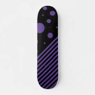 Skateboard Spots et rayures en violet et noir