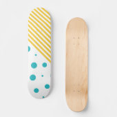 Skateboard Spots et rayures - Turquoise et Jaune (Recto)