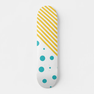 Skateboard Spots et rayures - Turquoise et Jaune