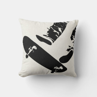 Skateboard Sprong - Zwarte En Witte Worp Kussen