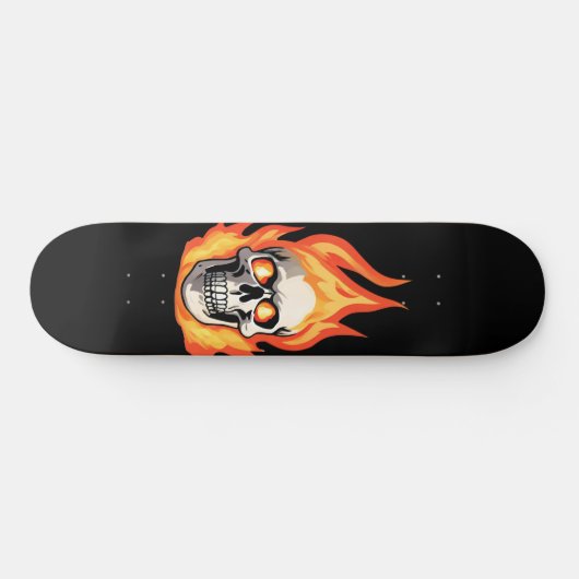 Skateboard Squelette rétro mort brûlant crâne en feu (Horz)