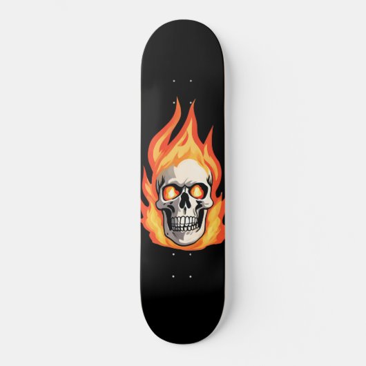 Skateboard Squelette rétro mort brûlant crâne en feu (Recto)