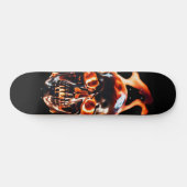 Skateboard Squelette rétro mort brûlant crâne en feu (Horz)