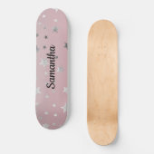 Skateboard Stars Gris Rose Ombre Design Chic Moderne tendance (Recto)