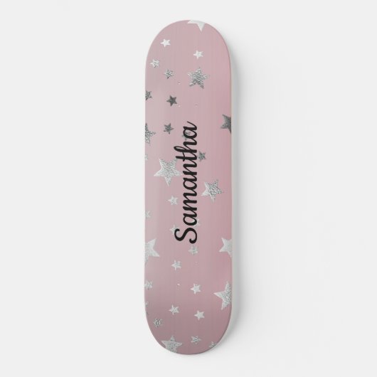 Skateboard Stars Gris Rose Ombre Design Chic Moderne tendance (Recto)