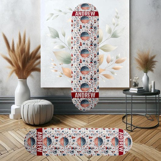 Skateboard Stars Stripes Drapeau Américain Rouge Bleu Blanc M