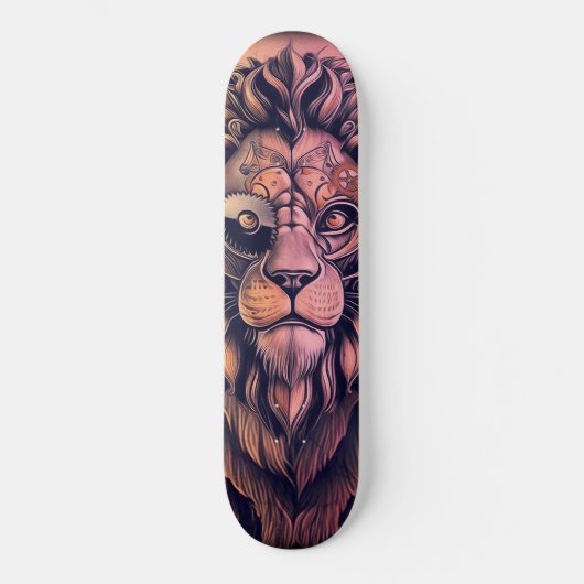 Skateboard Steampunk Couleur Gradient Lion Rustique (Recto)