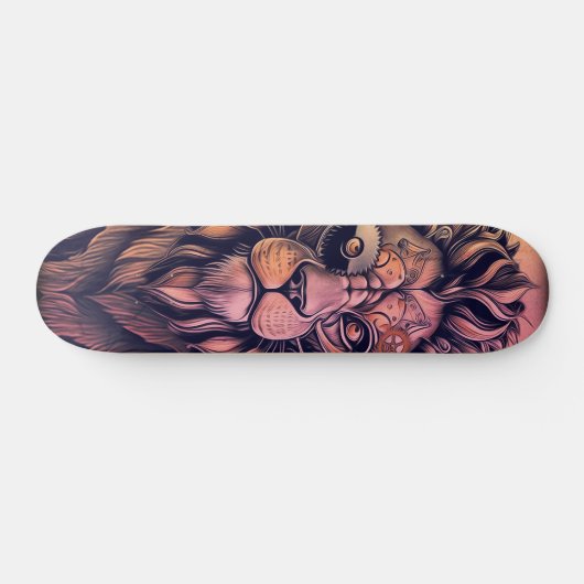 Skateboard Steampunk Couleur Gradient Lion Rustique (Horz)