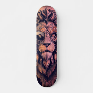 Skateboard Steampunk Couleur Gradient Lion Rustique