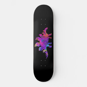 Skateboard Stegosaurus arc-en-ciel
