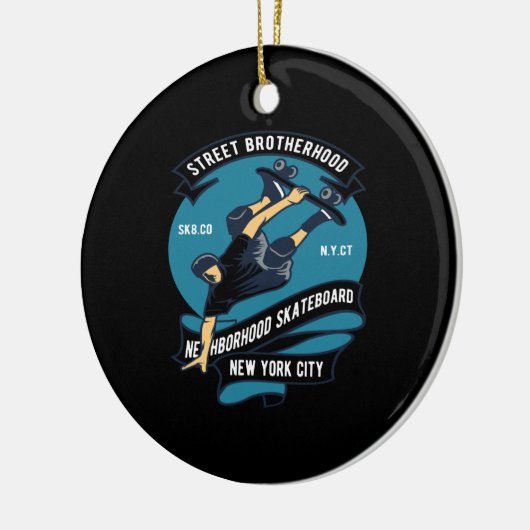 skateboard straat broederschap buurt keramisch ornament (Links)