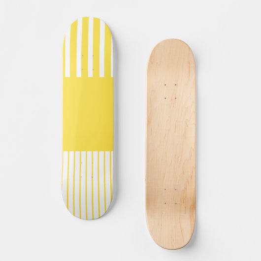 Skateboard Stripes de pop couleur - Citron jaune et blanc (Recto)