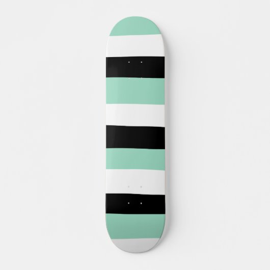 Skateboard Stripes inégales - Mint vert, blanc et noir (Devant)