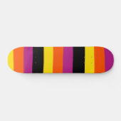 Skateboard Stripes inégales - Noir, rose, orange et jaune (Horz)