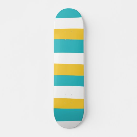 Skateboard Stripes inégales - Turquoise et Jaune (Devant)