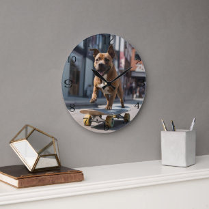 Skateboard Stunt: een Staffy in beweging Grote Klok