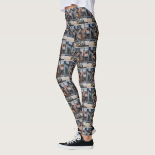 Skateboard Stunt: een Staffy in beweging Leggings