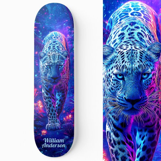 Skateboard Style Cool de guépard bleu vif