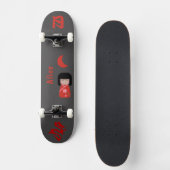 Skateboard Style japonais de fille avec Monogramme "Lune" et  (Recto)