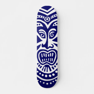 Skateboard Style Masque Tiki - Marine sur bois