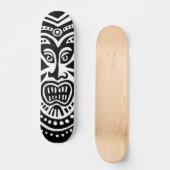 Skateboard Style Masque Tiki - Noir sur Blanc (Recto)