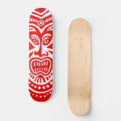 Skateboard Style Masque Tiki - Rouge sur bois (Recto)