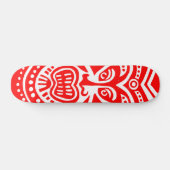 Skateboard Style Masque Tiki - Rouge sur bois (Retro) (Horz)