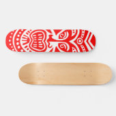 Skateboard Style Masque Tiki - Rouge sur bois (Retro) (Horz)