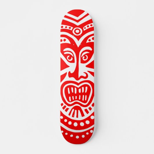 Skateboard Style Masque Tiki - Rouge sur bois (Retro) (Devant)