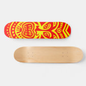 Skateboard Style Masque Tiki - Rouge sur Jaune (Horz)