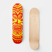 Skateboard Style Masque Tiki - Rouge sur Jaune (Recto)