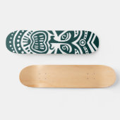 Skateboard Style Masque Tiki - Vert foncé sur Blanc (Horz)