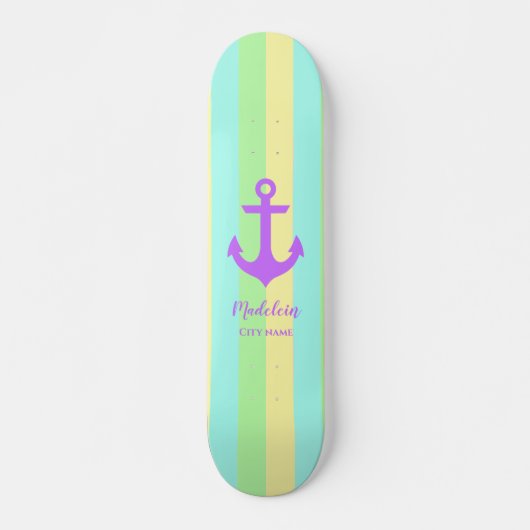 Skateboard Style Rainbow Pastel couleurs Ancre personnalisée (Devant)