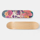 Skateboard Sugar crâne femme en portrait de couronne de fleur (Horz)