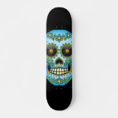 Skateboard Sugar Skull Blue Floral (Devant)