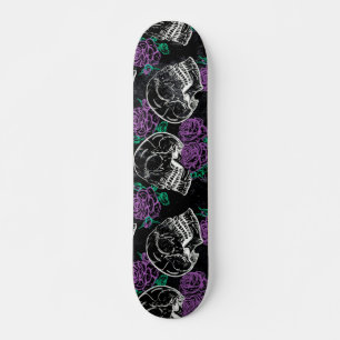 Skateboard Sugar Skull Purple Roses   Dark Royal Grunge Glam