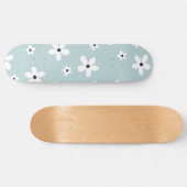 Skateboard Summer Boho Blue White Daisy Flowers (Horz)