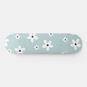 Skateboard Summer Boho Blue White Daisy Flowers (Horz)