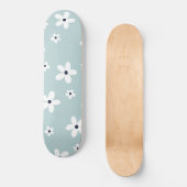 Skateboard Summer Boho Blue White Daisy Flowers (Recto)