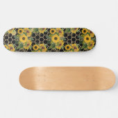 Skateboard Sunflower Honeypeb motif floral noir (Horz)