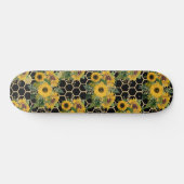 Skateboard Sunflower Honeypeb motif floral noir (Horz)